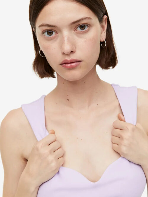Sweetheart-neckline Top