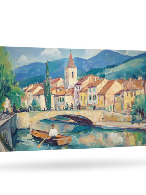 Canoes in the River Serene Landscape Canvas Wall Art for Living Room